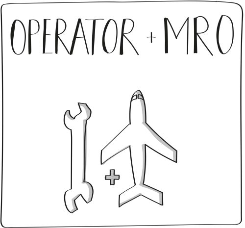 Operator and MRO graphic that depicts wrench plus aircraft